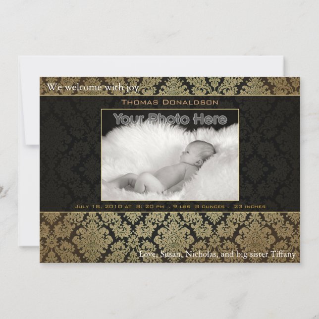 Elegante Geburtsankündigung Ankündigung (Vorderseite)