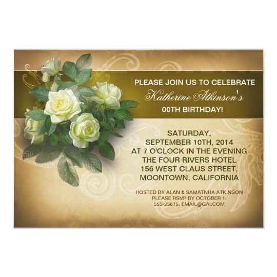 elegante Geburtstagseinladungen der Vintagen Rosen 12,7 X 17,8 Cm Einladungskarte