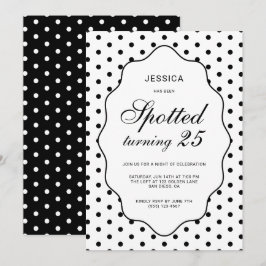 Elegante Geburtstagsfeier mit Polka-Dots zum 25. G Einladung