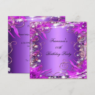 Elegante Geburtstagsfeier Silber Rosa Lila Einladung