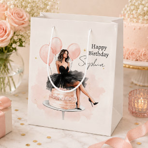 Elegante Geburtstagsgeschenktasche für Mädchen Mittlere Geschenktüte
