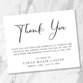 Elegante Gedenkfeier Dankeschön Karte