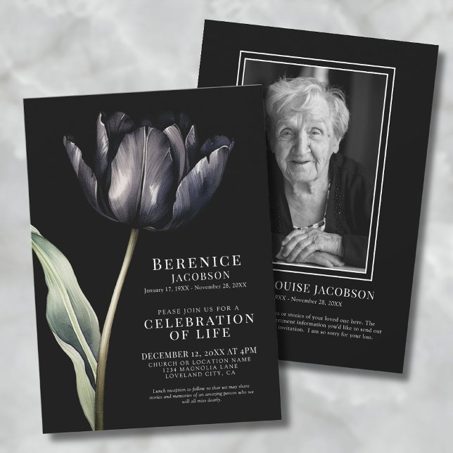 Elegante Gedenkfeier zur Beerdigung des Lebens Einladung (Elegant Memorial Celebration Of Life Funeral Invitation)
