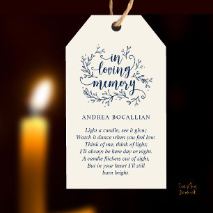 Elegante Gedenkkerze mit Gedicht "In Liebe Erinner Geschenkanhänger