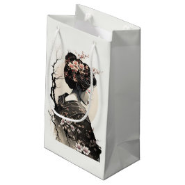 Elegante Geisha mit Kirschblüten -  Kleine Geschenktüte