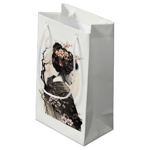 Elegante Geisha mit Kirschblüten - Kleine Geschenktüte
