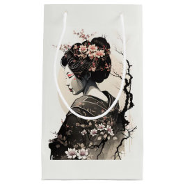 Elegante Geisha mit Kirschblüten - Kleine Geschenktüte