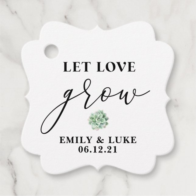 Elegante Gelassen Liebe Grow Sukkulente Gastgesche Geschenkanhänger (Vorderseite)