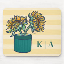 Elegante gelb gestreifte Monogramm-Sonnenblume
