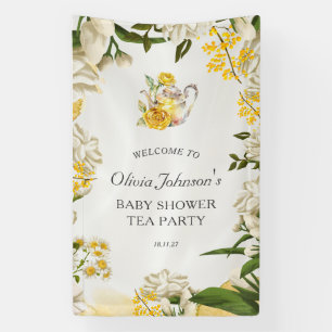 Elegante gelb-grüne Blumen-Teeparty-Baby-Party Banner