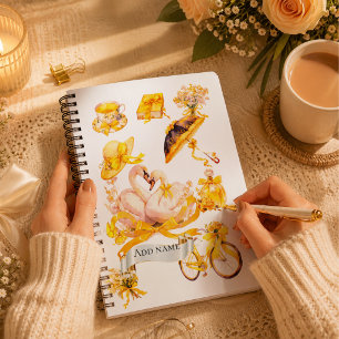 Elegante gelbe Ästhetik Frühling Notizbuch – Vinta