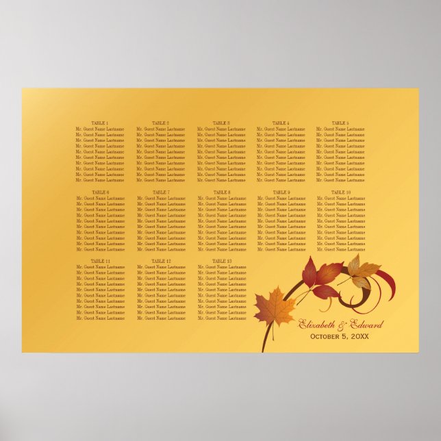 Elegante, gelbe Blätter, die auf Hochzeiten stoßen Poster (Vorne)