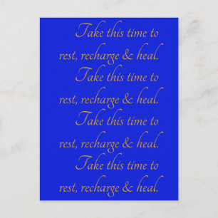 Elegante gelbe blaue Typografie Nimm dir Zeit Ruhe Postkarte