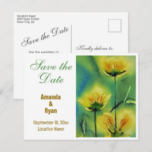 Elegante gelbe Blumen Hochzeit Save the Date  Ankündigungspostkarte