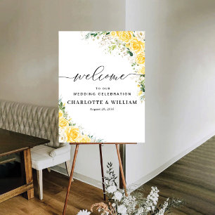 Elegante gelbe Blumen-Hochzeitszeremonie-Schaumsto Poster