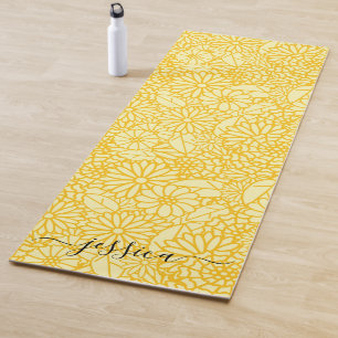 Elegante gelbe Blumenschrift Yoga-Matte Yogamatte