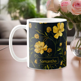Elegante Gelbe Buttercup-Blume Kaffeetasse