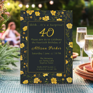 Elegante gelbe Buttertasse Überraschung Geburtstag Einladung