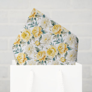 Elegante gelbe Chrysantheme und Pfingstrose Seidenpapier