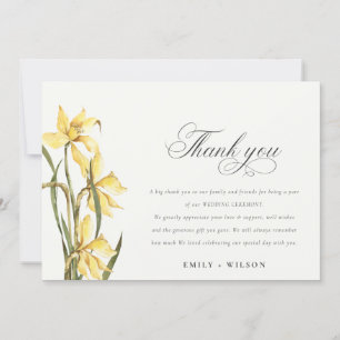 Elegante, gelbe, florale Hochzeit Dankeskarte