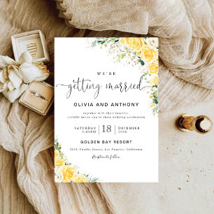 Elegante gelbe florale Hochzeitseinladung Einladung