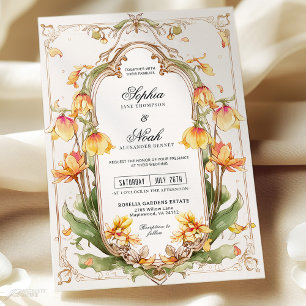 Elegante Gelbe Grüne Einladung zur Hochzeit