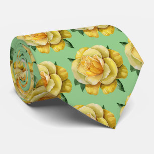 Elegante, gelbe grüne Rose Krawatte