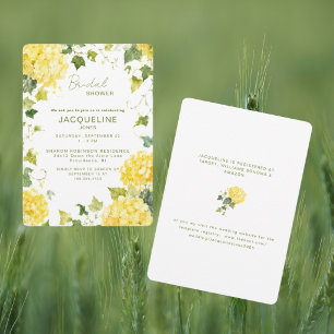Elegante gelbe Hortensie Brautparty II Einladung