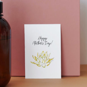 Elegante gelbe Lotus-Aquarell-Muttertagskarte Feiertagskarte