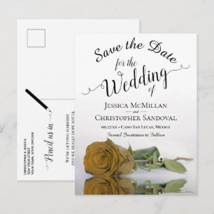 Elegante Gelbe oder Gold-Rose Hochzeit speichern d Ankündigungspostkarte