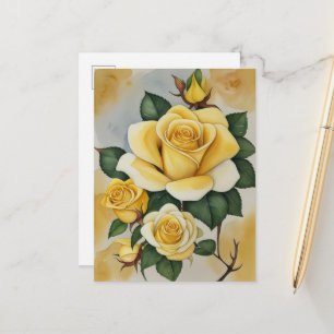 Elegante Gelbe Rosen Postkarte