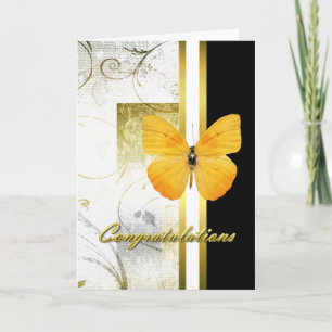 Elegante Gelbe Schmetterlingskarte Abschluss Karte