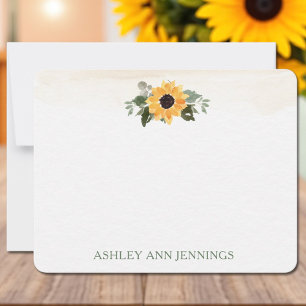 Elegante gelbe Sonnenblume personalisierte Korresp Mitteilungskarte