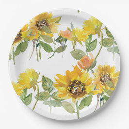 Elegante, gelbe Sonnenblume Sonnenbeendusche Pappteller