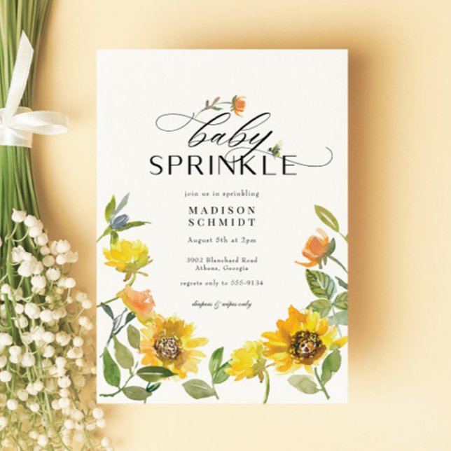 Elegante Gelbe Sonnenblume Sonnenblume Baby Sprink Einladung (Von Creator hochgeladen)