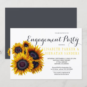 Elegante gelbe Sonnenblumen Autumn Engagement Part Einladung
