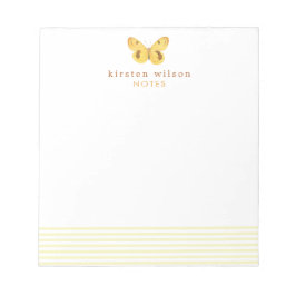 Elegante Gelbe Streifen & Schmetterling - Personal Notizblock