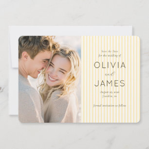 Elegante gelbe Streifen und Kursive Save The Date