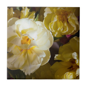 Elegante gelbe Tulpen-Pfingstrose, Luxus-Blumendek Fliese