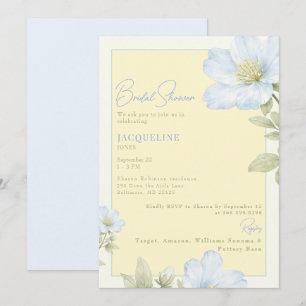 Elegante gelbe und blaue florale Brautparty Einladung