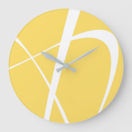 Elegante, gelbe und weiße moderne Küche Große Wanduhr