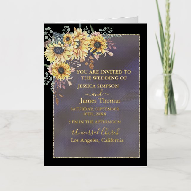 Elegante Gelbe Wasserfarbe Sonnenblume (Vorderseite)
