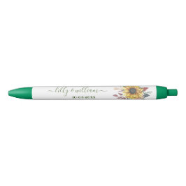 Elegante Gelbe Wasserfarbe Sonnenblume Kugelschreiber