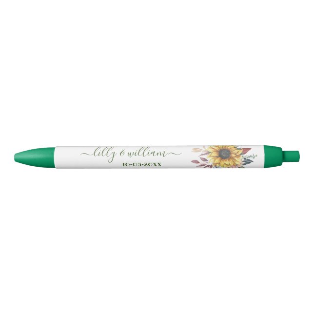 Elegante Gelbe Wasserfarbe Sonnenblume Kugelschreiber (Vorderseite)