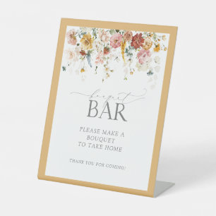 Elegante, gelbe Wildblume Dusche Bouquet Bar Sockelschild