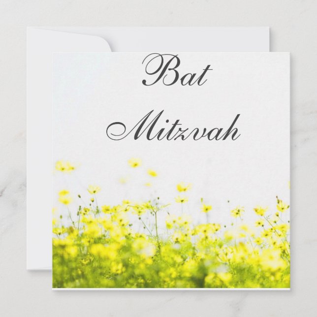 Elegante Gelbe Wildblumen Bat Mitzvah Einladung (Vorderseite)