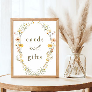 Elegante gelbe Wildblumen Karten und Geschenke Poster
