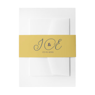 Elegante Gelbgold- und Navy-Hochzeitseinladung Einladungsbanderole