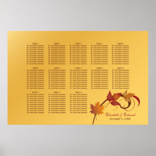 Elegante gelbgoldene fallende Blätter Hochzeit Sit Poster