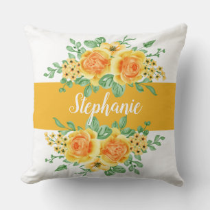 Elegante Gelborange Rose Personalisiert Kissen